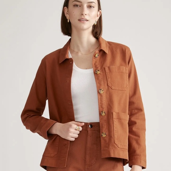 Quince Jackets & Blazers - NWT Quince Organic Comfort Stretch Chore Jacket in Rust Size XL